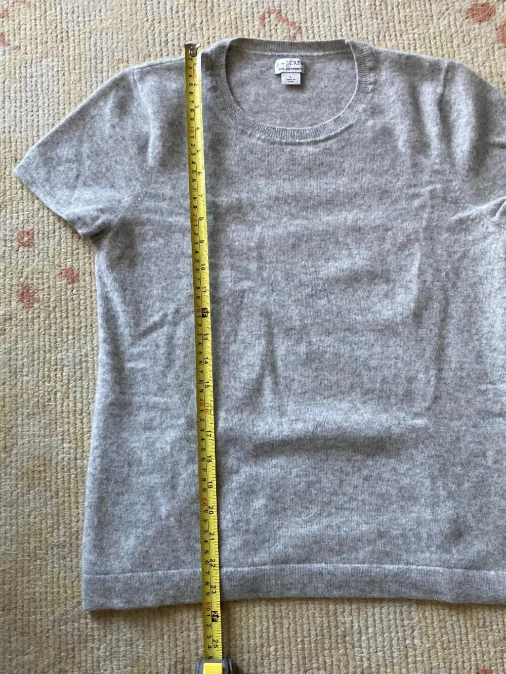 J Crew 100% Cashmere Tee, Light Gray, size large - Picture 6 of 6